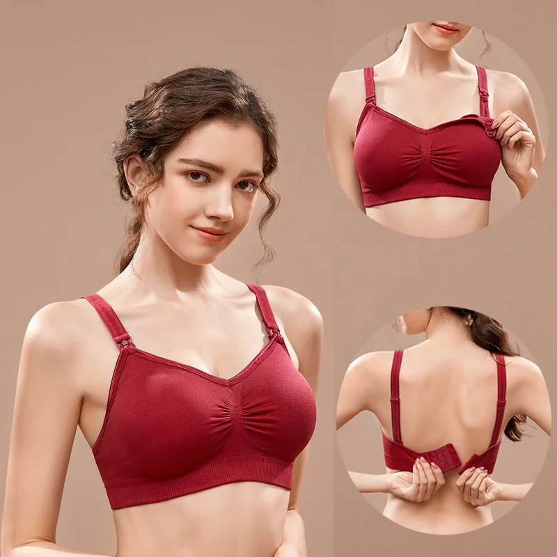 

New Seamless Maternity Sport Bra Wireless Good Stretch Breastfeeding Clothes Nursing Bra Big size S to XXL