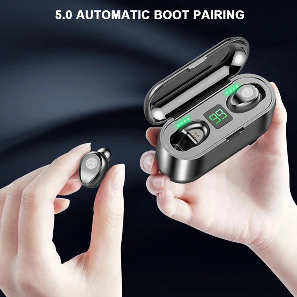 A-BST Hot selling noise cancelling sport bluetooth wireless earbuds with power bank battery display F9 F9 TWS Wireless Earphone - ANKUX.COM
