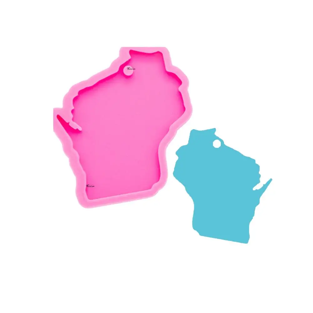 

S717 shiny silicone wisconsin state keychain mold for resin crafts DIY, Random