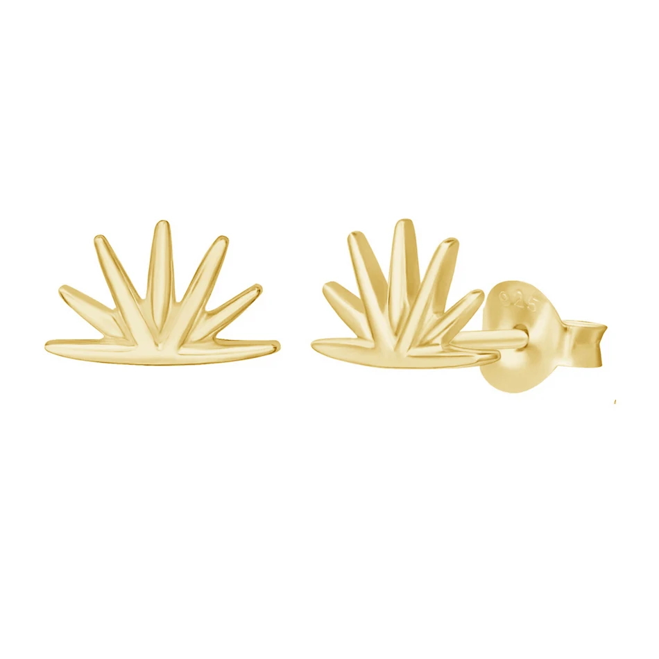 

Wholesale 925 Sterling Silver 18k Gold Vermeil Leaf Grass Stud Earrings For Woman