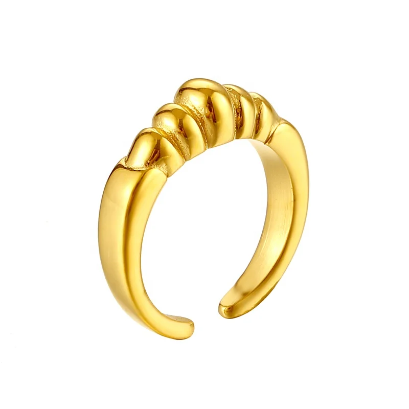 

18K Gold Plated Stainless Steel Open Gold Finger Ring for Women Girls