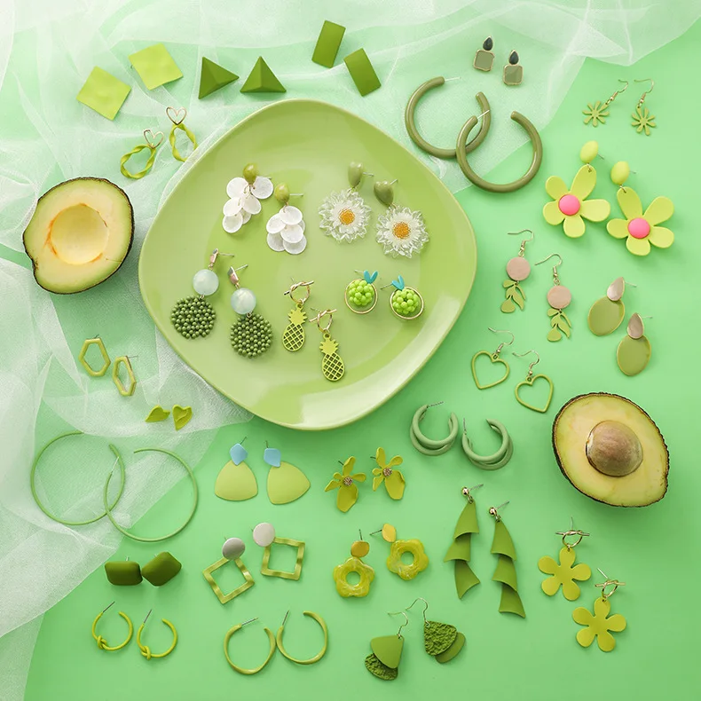 

30 Styles Green Color Cute Avocado Drop Earring for Women Girls
