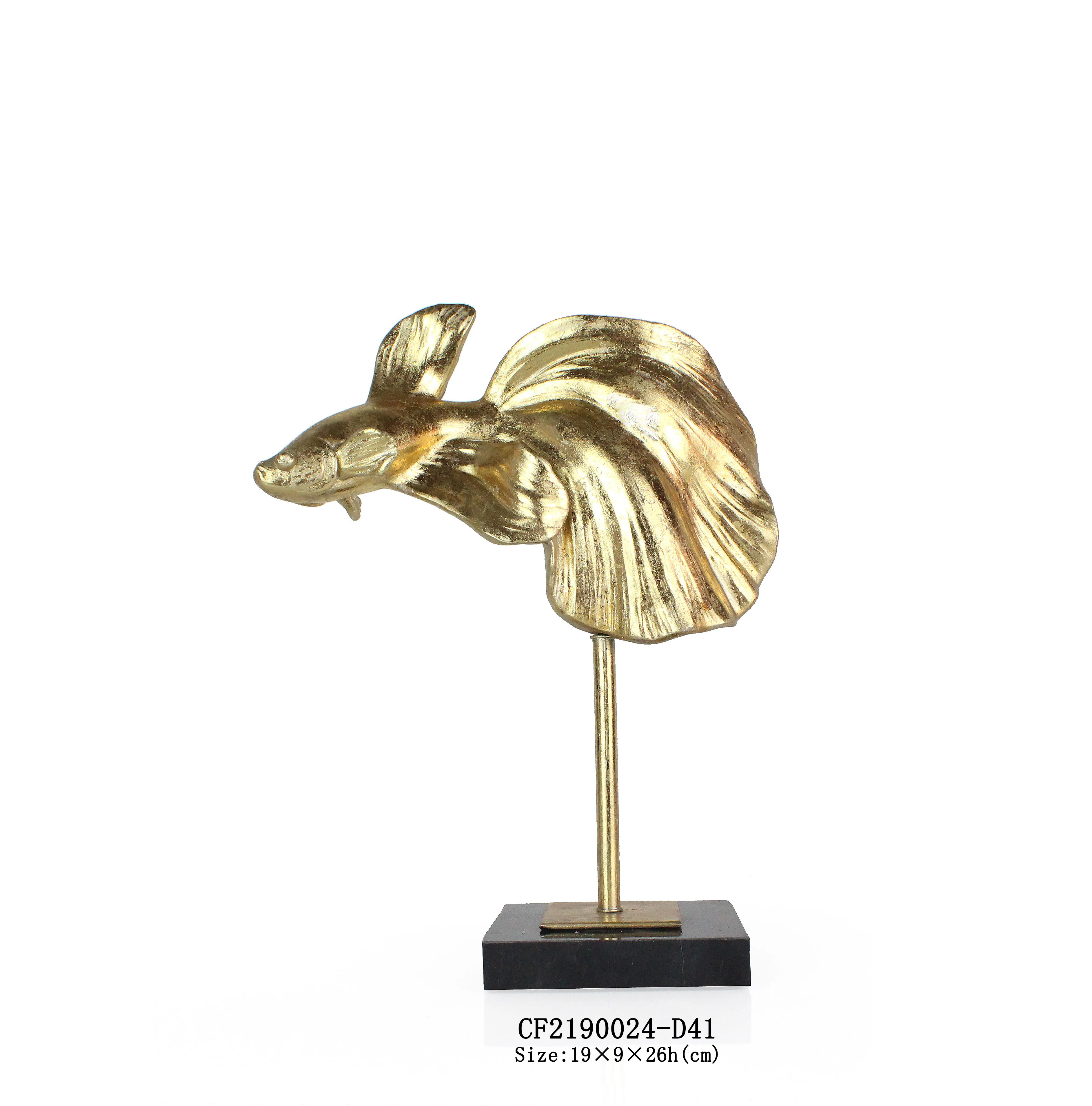 Wholesales Ocean Resin Decorative Golden Fish Statue For Home Decor manufacture