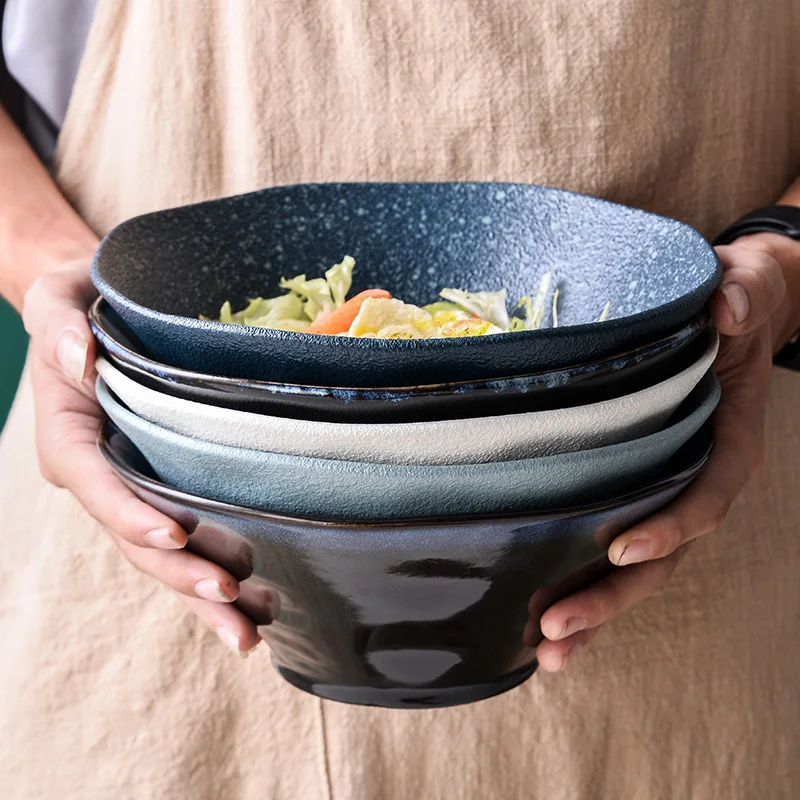 

Hot Sale Nordic Style 1100ML Large Udon Soba Pho Asian Noodle Salad Bowl Ceramic Japanese Ramen Bowls Set, As the picture shows