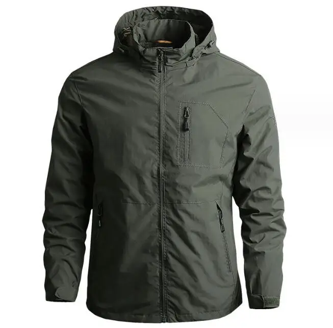 Custom Logo Autumn Solid Color Hooded Jacket Waterproof Windbreak Outdoor Hiking Softshell Jacket for Men