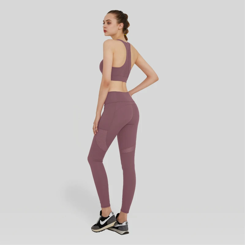 

Bra legging yoga pant running workout two piece leggings set pocket for women with pocket