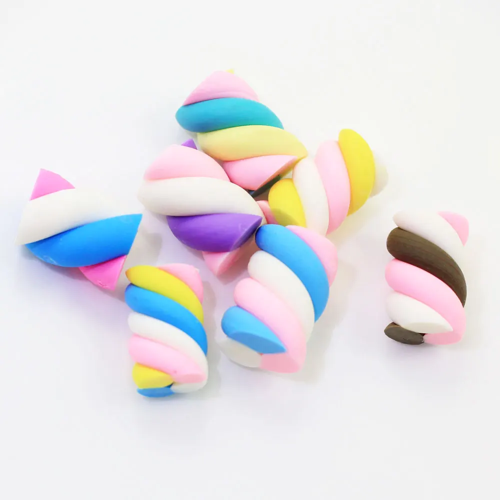 Kawaii Spiral 3D Polymer Clay Marshmallow Miniature Slime Charm for Mud Filler Inlay Slime  Supplies Sweets Toys