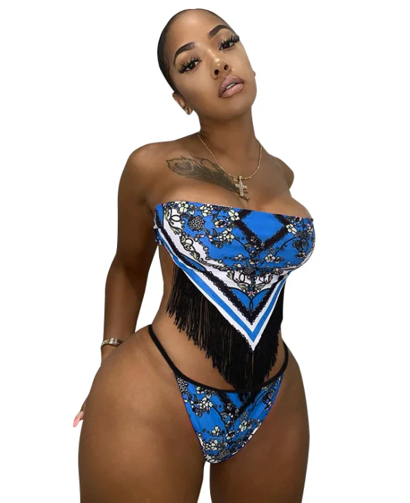 

Ladies Summer Cross-border Amazon Swimsuit European and American Ladies Sexy Bikini, Blue