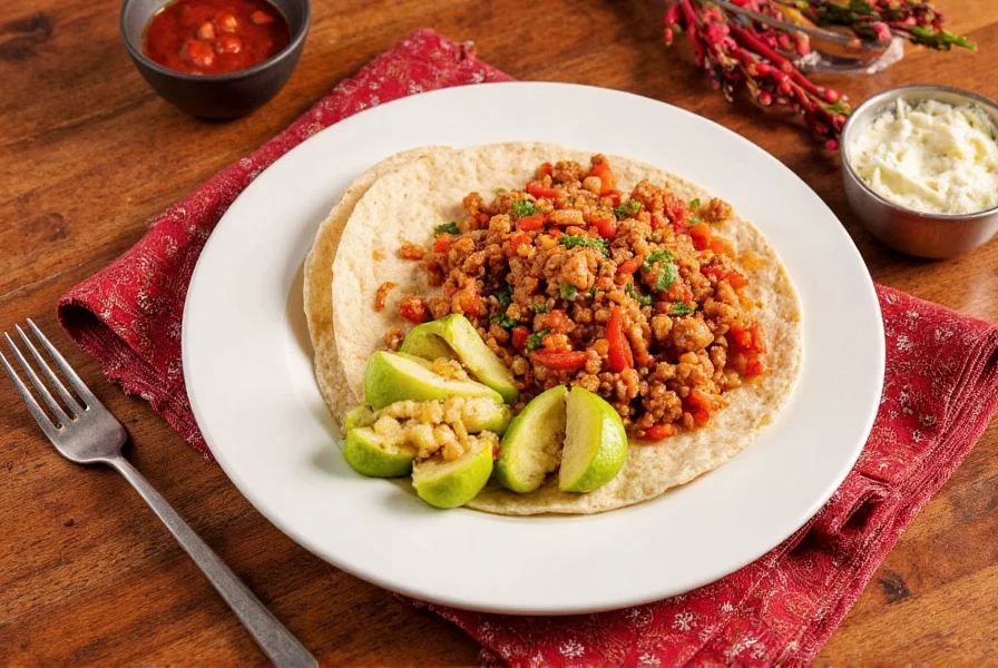 Blue corn tortilla stack with green chile sauce