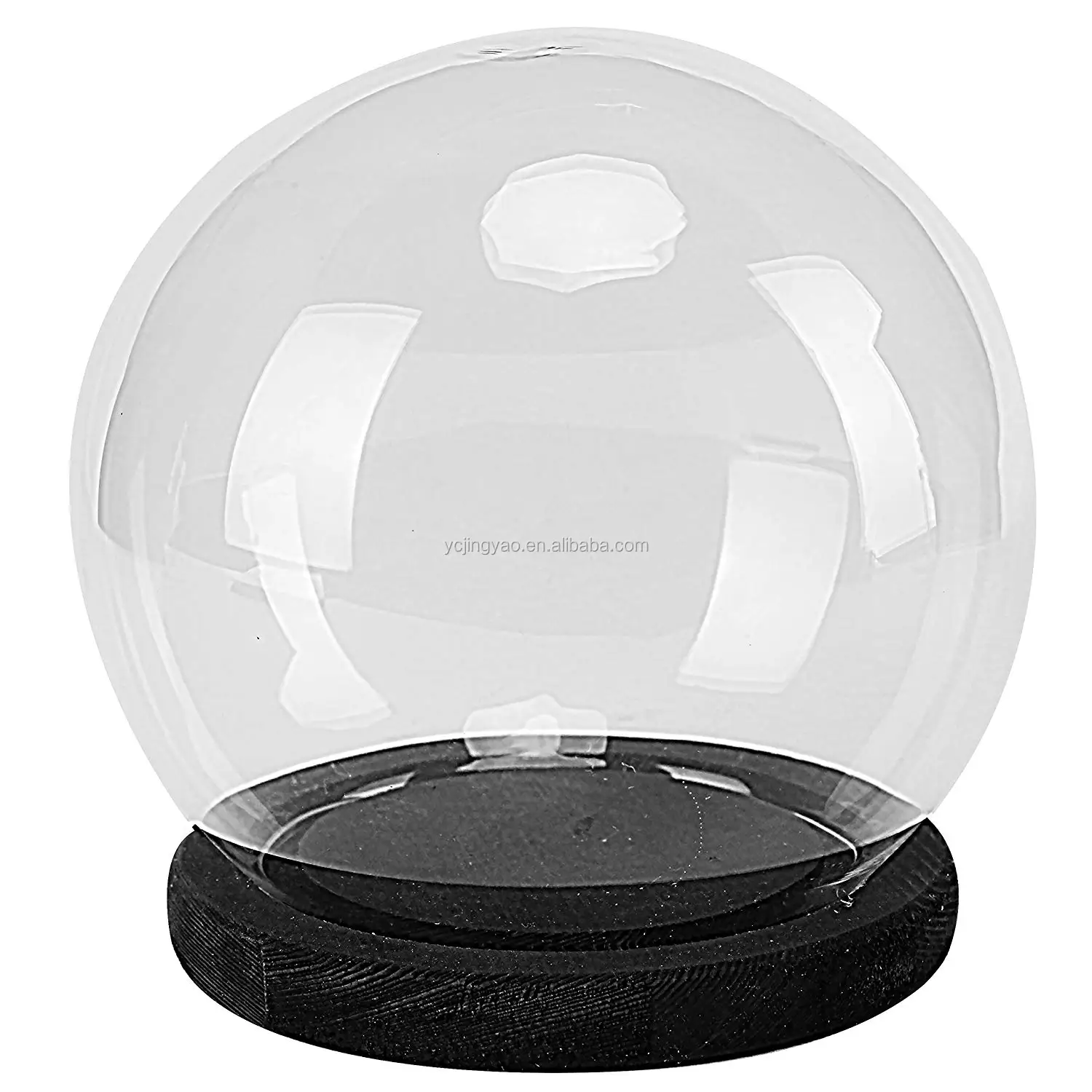 

6 Inch Clear Glass Terrarium Keepsake Display Cloche Globe Dome with Black Wood Base