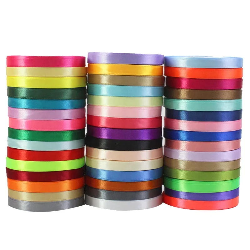 

Wholesale 1cm Custom Printed Logo DIY Solid Colorful Satin Ribbon, Any color