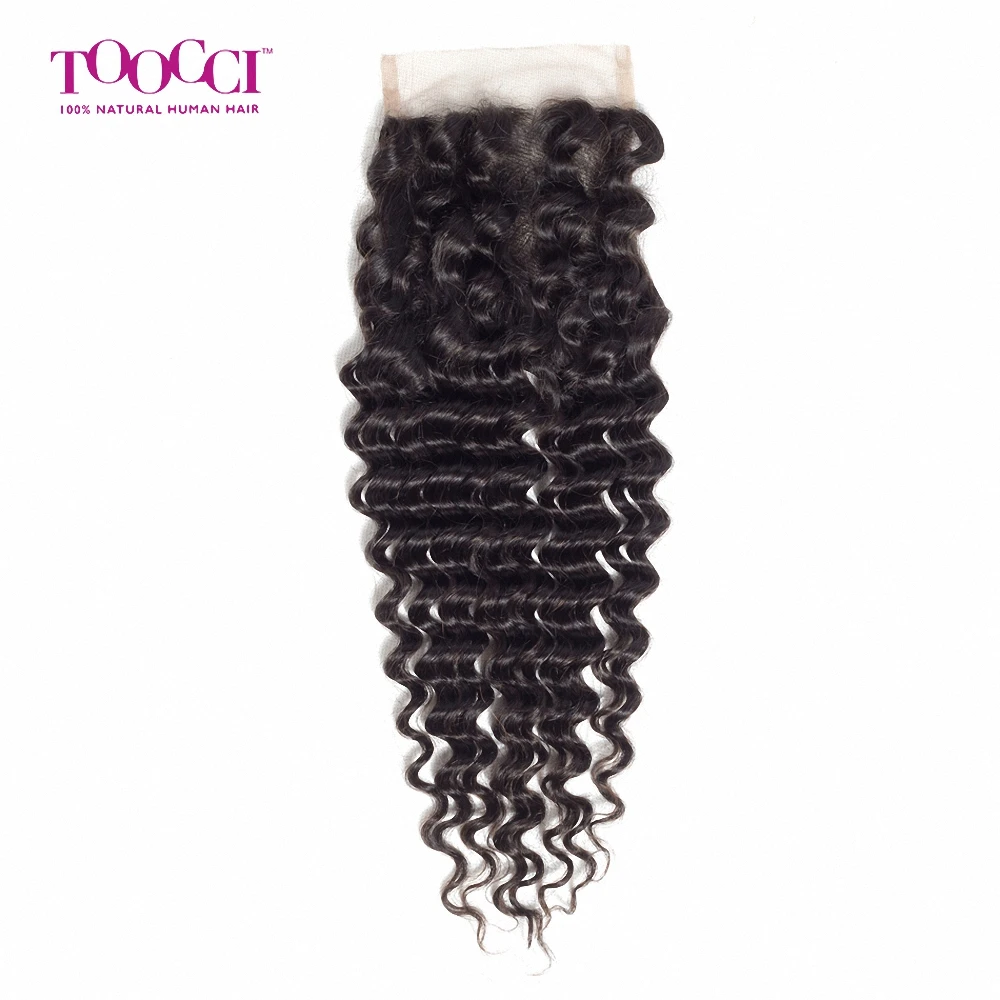 

Toocci Classic China Supplier Remy Indian Human Hair Deep Wave 4x4 Lace Closure With Baby Hair