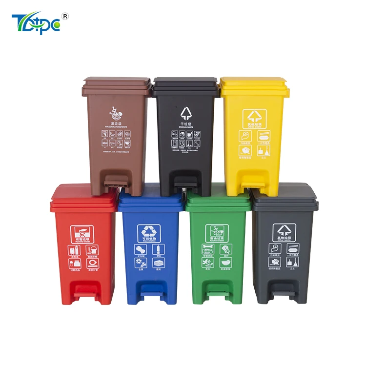 

open top recycling trash can pedal bin with printing