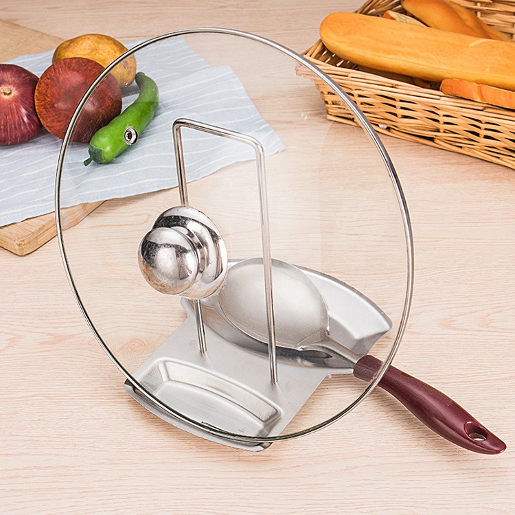 

Kitchen Accessories Stainless Pot Rack Cover Lid Rest Stand Spoon Rack Holder with drain tray kitchen accessories