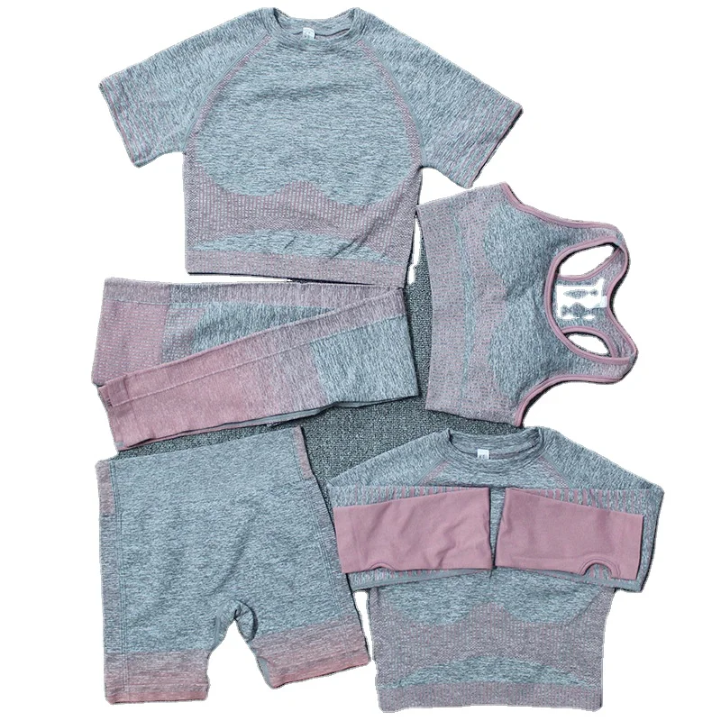 

Wholesale Fitness Yoga Wear 5PCS Seamless Workout Women Gym Sets