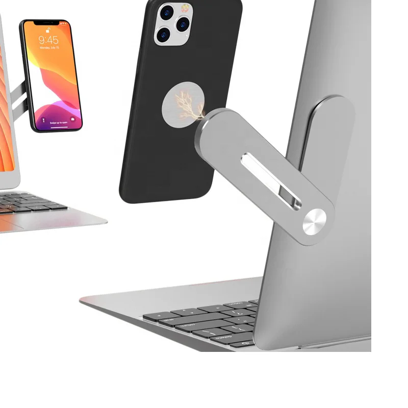 

2022 Hot Alloy Computer Phone Stand Extension Bracket Dual Monitor Display Magnetic Laptop Side Extension Magnetic Phone Holder
