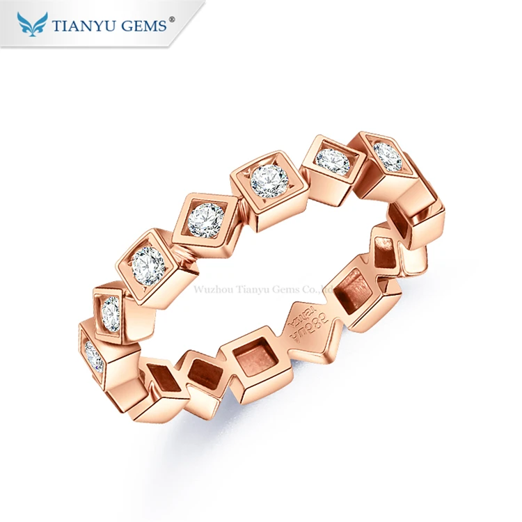 

Tianyu gems 14k gold ring fashion rose gold match H&A cutting moissanite diamond ring brand for girls