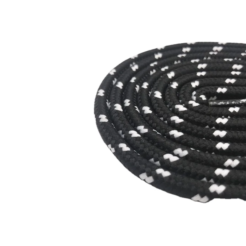 

2020 Xuansi Thick Rope Cord Black-White Round Striped Bootlace Saf No Tie Shoelaces, Bottom based color + match color,support any two pantone colors mixed