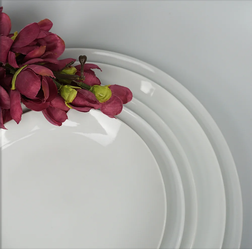 412inch Dinner Plate Porcelain Ceramic White Tray Plate Wedding Oem