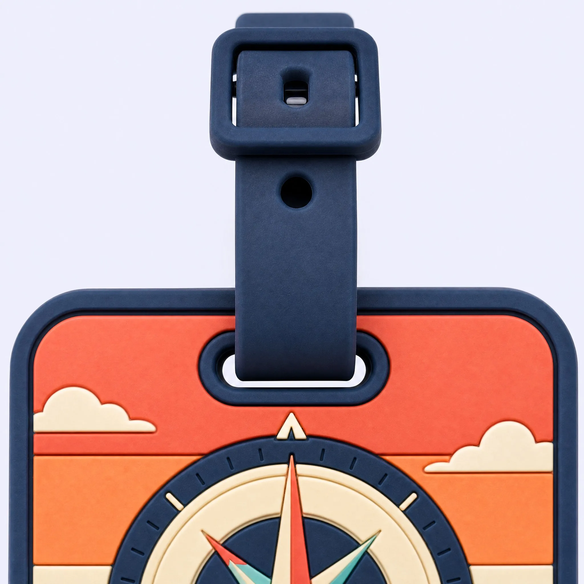 Custom 3D Soft PVC Luggage Tag Adjustable Buckle Strap and Reinforced Hanging Eyelet