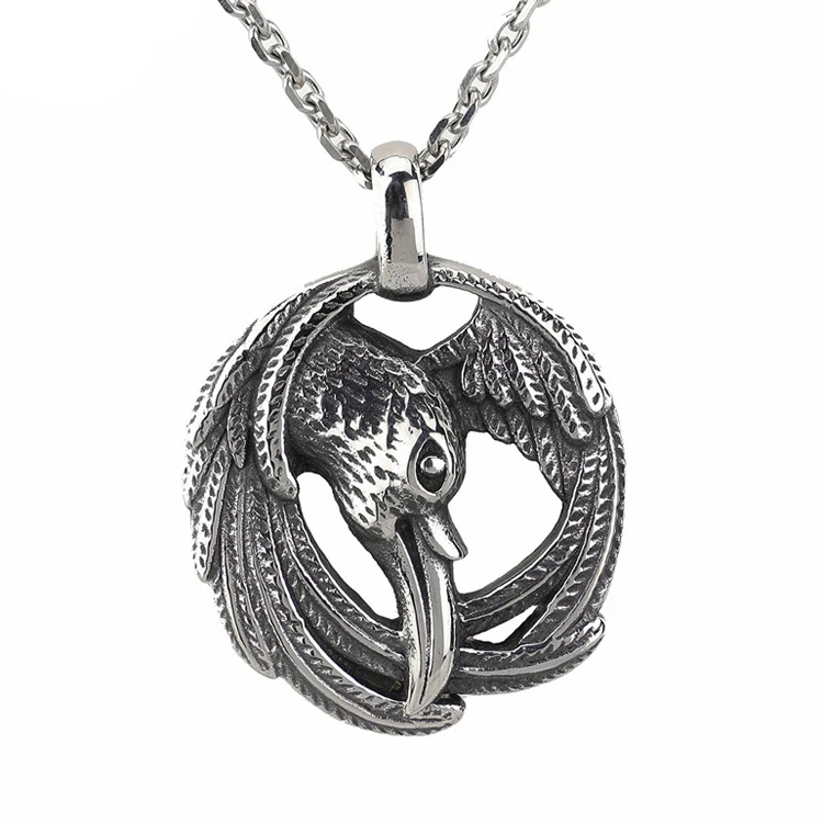 

Nordic Protection Norse Odin Viking Animal Crow Bird Raven Pendant for Men Necklace