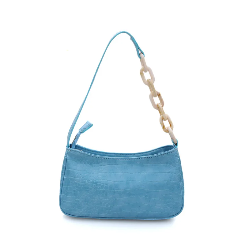 

French minority armpit bag women 2021 new fashion crocodile pattern one-shoulder handbag rectangular chain baguette bag