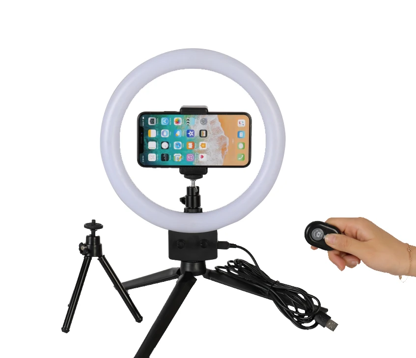 

Massa 2020 10" professional 3 Light Modes with tripod stand&Phone Holder Desktop USB-Powered Dimmable mini led selfie ring light, Black