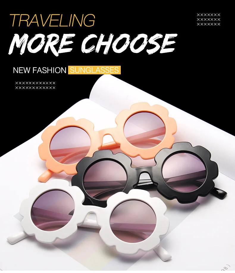 Fashion Baby Healthy Material Flower Shape Cat3 UV400 Plastic Kids Sunglasses