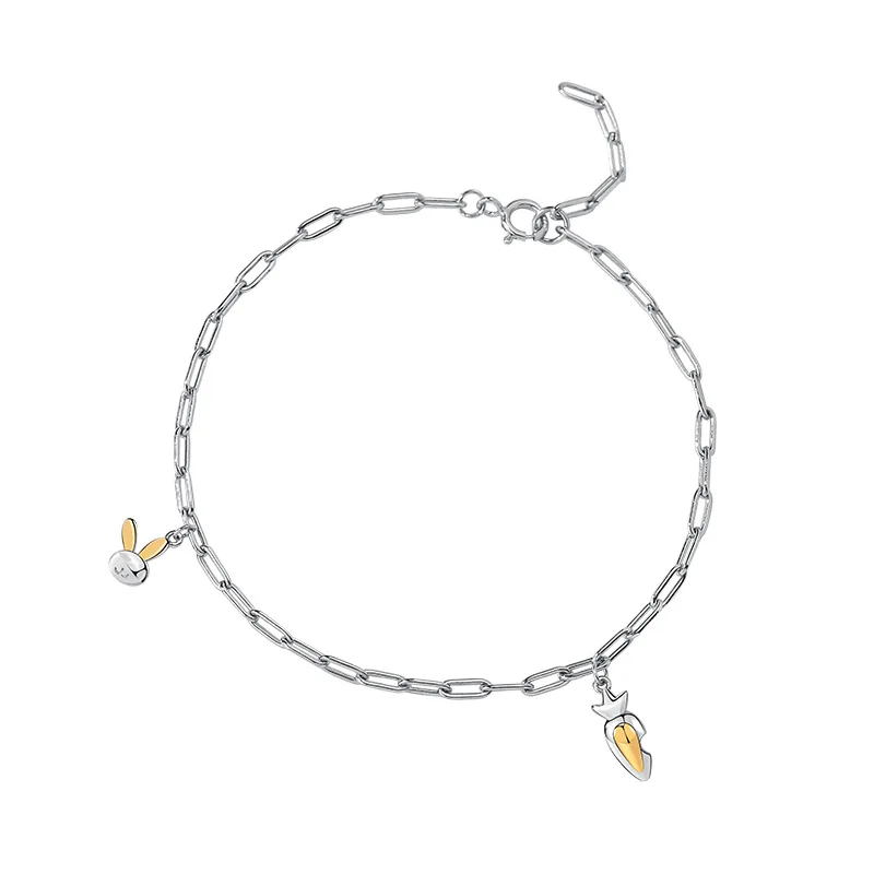 

Korean Style Cute Radish Rabbit Women Bracelet S925 Sterling Silver Bracelets Bangle Chain Decor