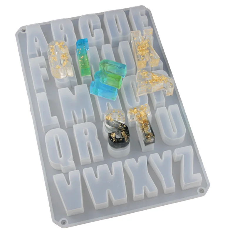 

26 Cavities clear alphabet silicone mold, Green