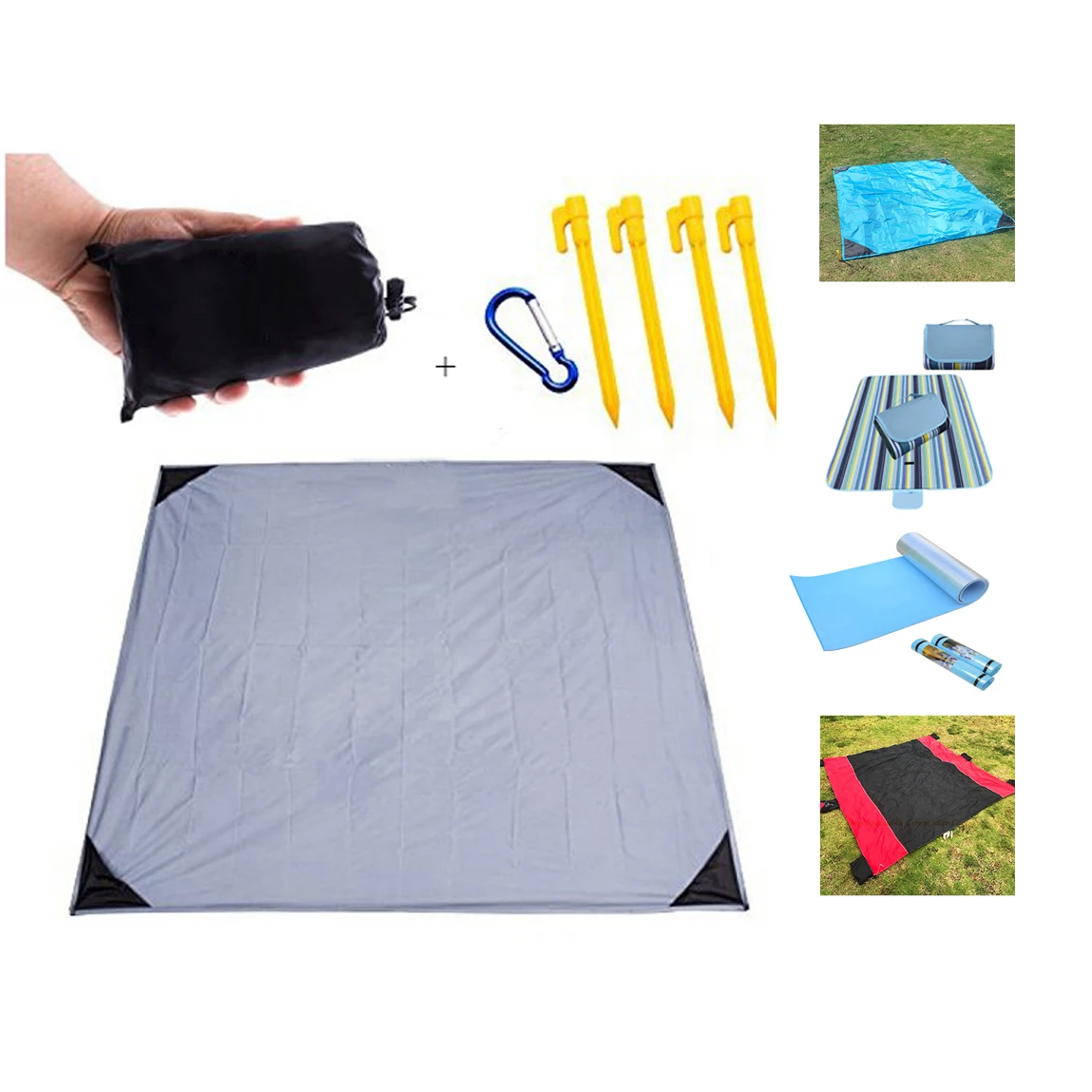 Manufacturer for custom logo printing beach blanket mat ripstop outdoor waterproof picnic pocket beach blanket, Optional