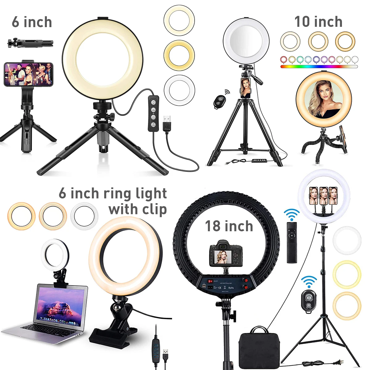 

Beauty MINI Tripod Stand Dimmable Desktop Ringlight Selfie Circle Led Lamp Light 26CM 10 Inch Ring Light with Phone Holder