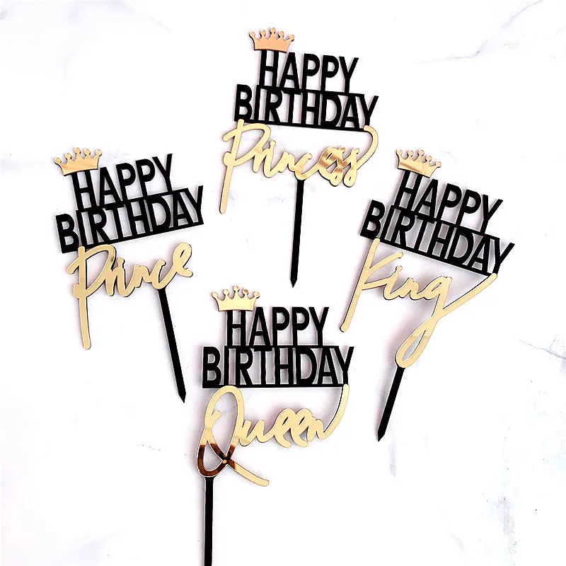 

Home DIY Happy Birthday King Queen Prince Princess Acrylic Cake Topper For Birthday Party decoration