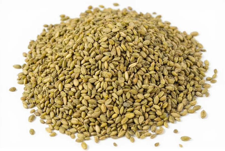 Coriander seeds on a wooden board