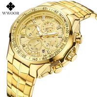 

Relogio Masculino Wrist Watches Men 2019 Top Brand Luxury WWOOR Golden Chronograph Men Watches Gold Big Male Wristwatch Man 2019