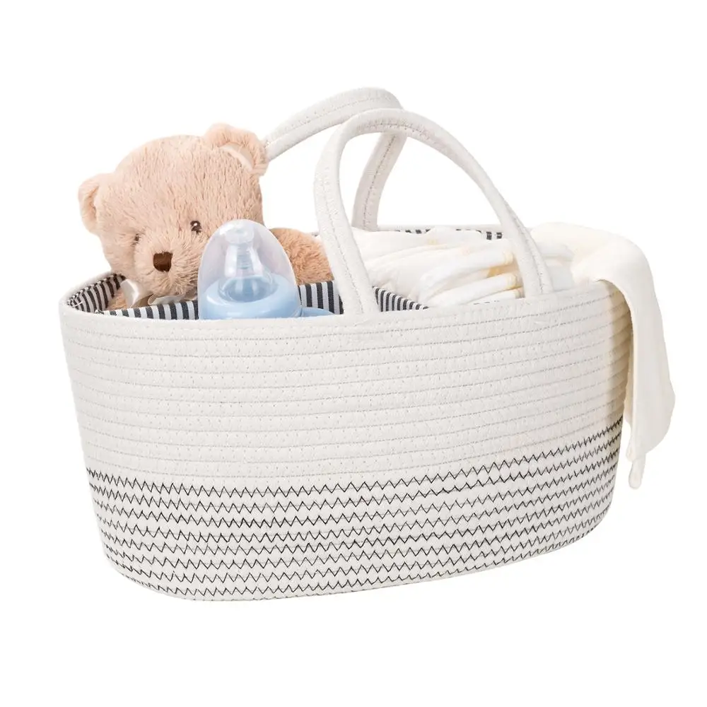 
QJMAX Hot Selling Cotton Rope Diaper Caddy Organizer Collapsible Nursery Storage Organizer  (62390681024)