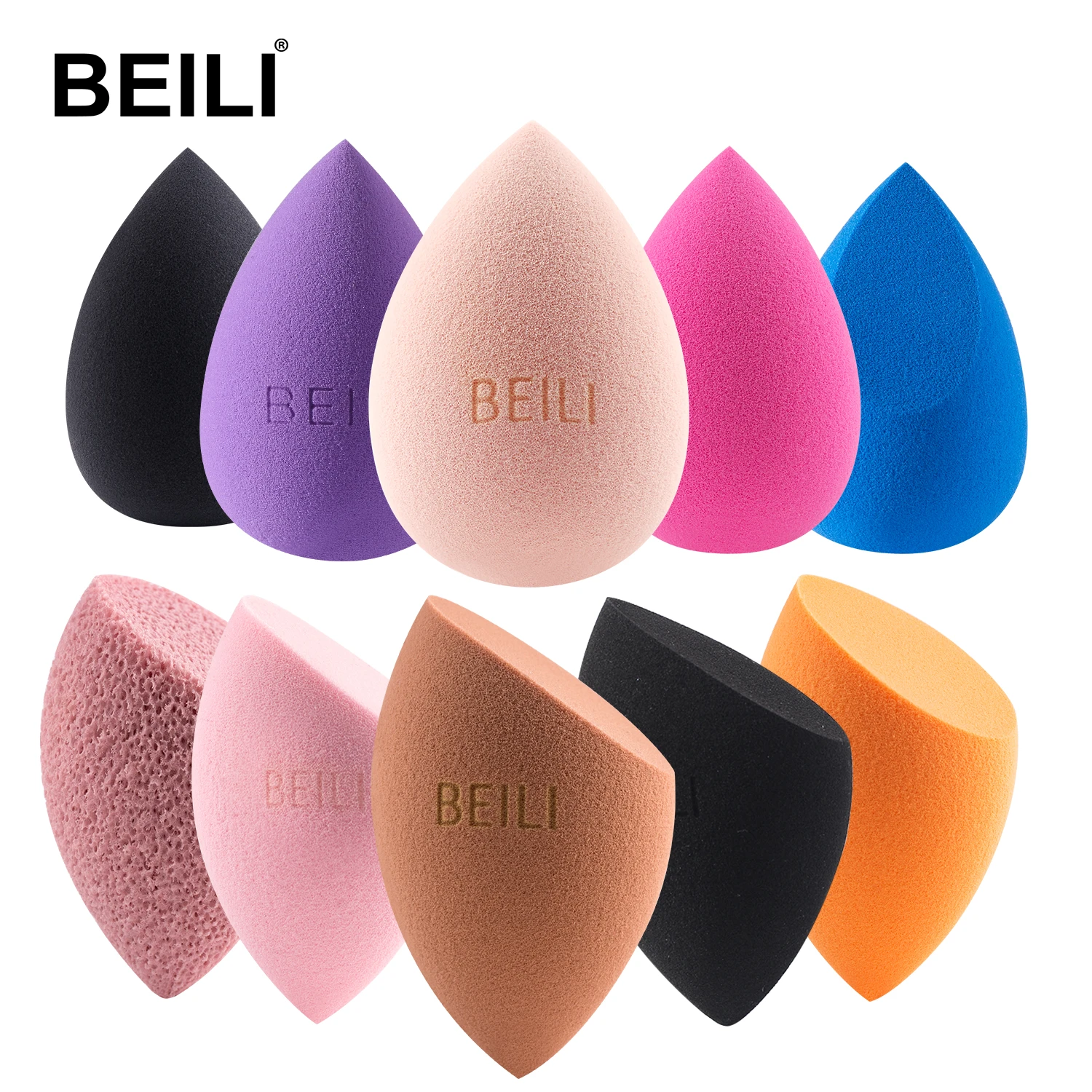 

BEILI Latex free beauty sponge custom logo makeup blender sponge private label makeup sponge