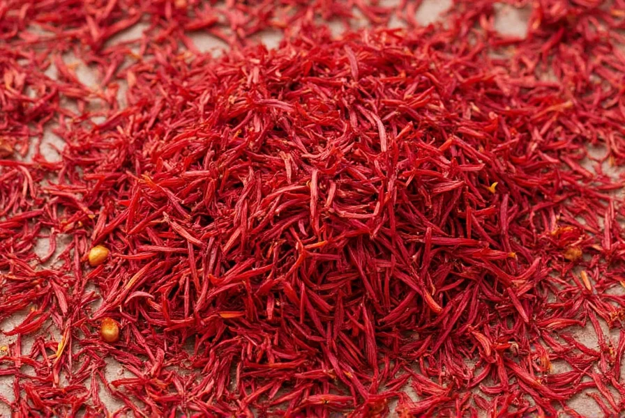 Comparison image showing authentic saffron threads versus common saffron substitutes with color and texture differences highlighted