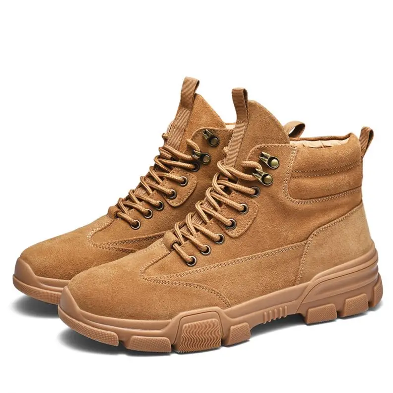 

Outdoor Boots High Neck Leather And Men Boots Flat Bottomed Boots Shoes, Optional