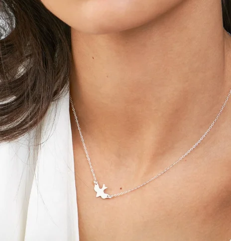 

Dainty Jewelry Stainless Steel Women Girls Cird Charm Minimalist Tiny Dove Necklace