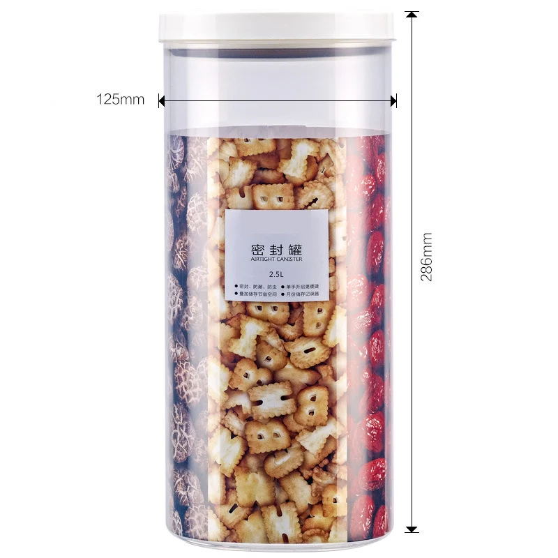 

High-capacity 2500 ML Transparent Plastic Food Storage Canister With Airtight Lid For Pasta Storage