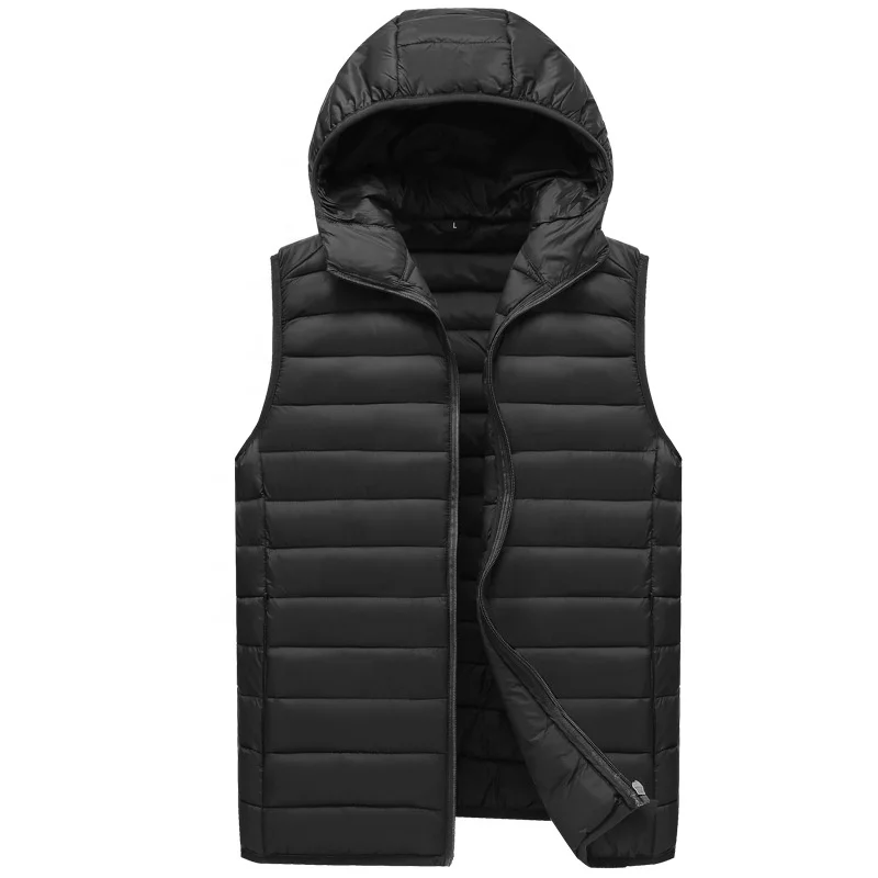 

Custom Logo winter men waistcoat puffer hooded slim cotton padding vest top men's vests bubble plus size jackets, Customized color