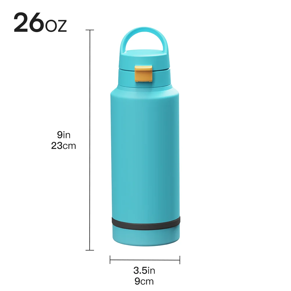 

32 oz Stainless Steel Double Wall Thermos Flask Wide Mouth with Straw BPA Free 750ml Capacity Men Sports Gyms Water Bottle