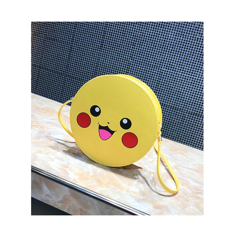 

Chic School Shoulder Bag Funny Round Mini Bags Cute Women Zipper PU Leather Bags For Girls Designer Printing Small Purses Sacs