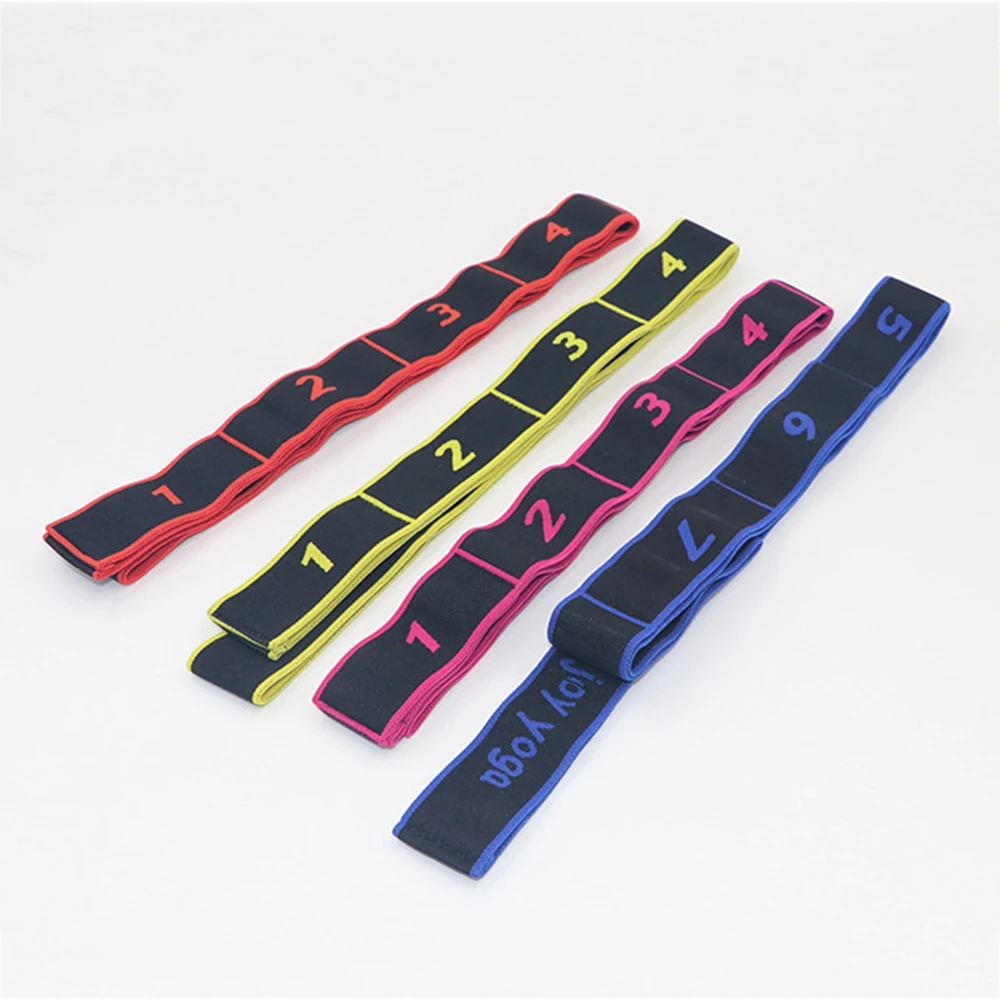 

Wholesale Fabric Multiple 8 Loops Elastic Fitness Resistance Belt Latin Dance Band Digital Yoga Stretch Strap, Pink/blue/red/yellow