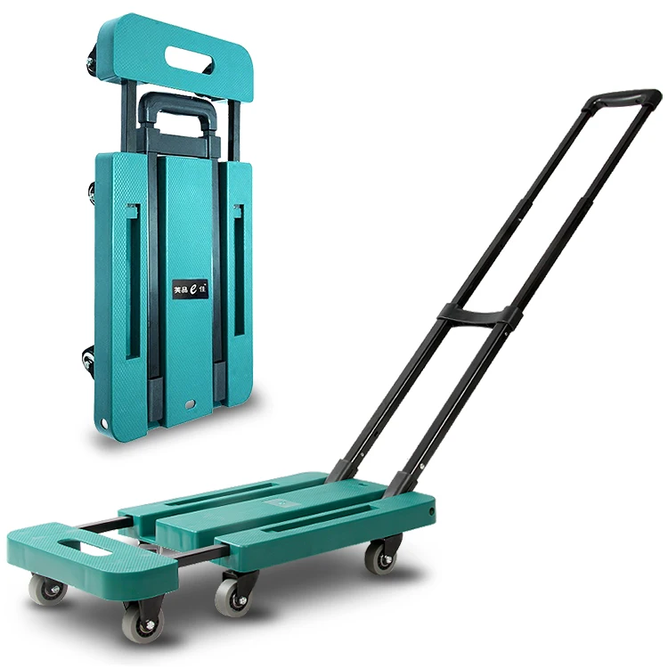 

Foldable Luggage Hand Cart to Bear The Weight of 100KGS and Expand 10cm with 6 Wheels Strong Trolley Luggage Steel+plastic Tools, Black/red/blue/green