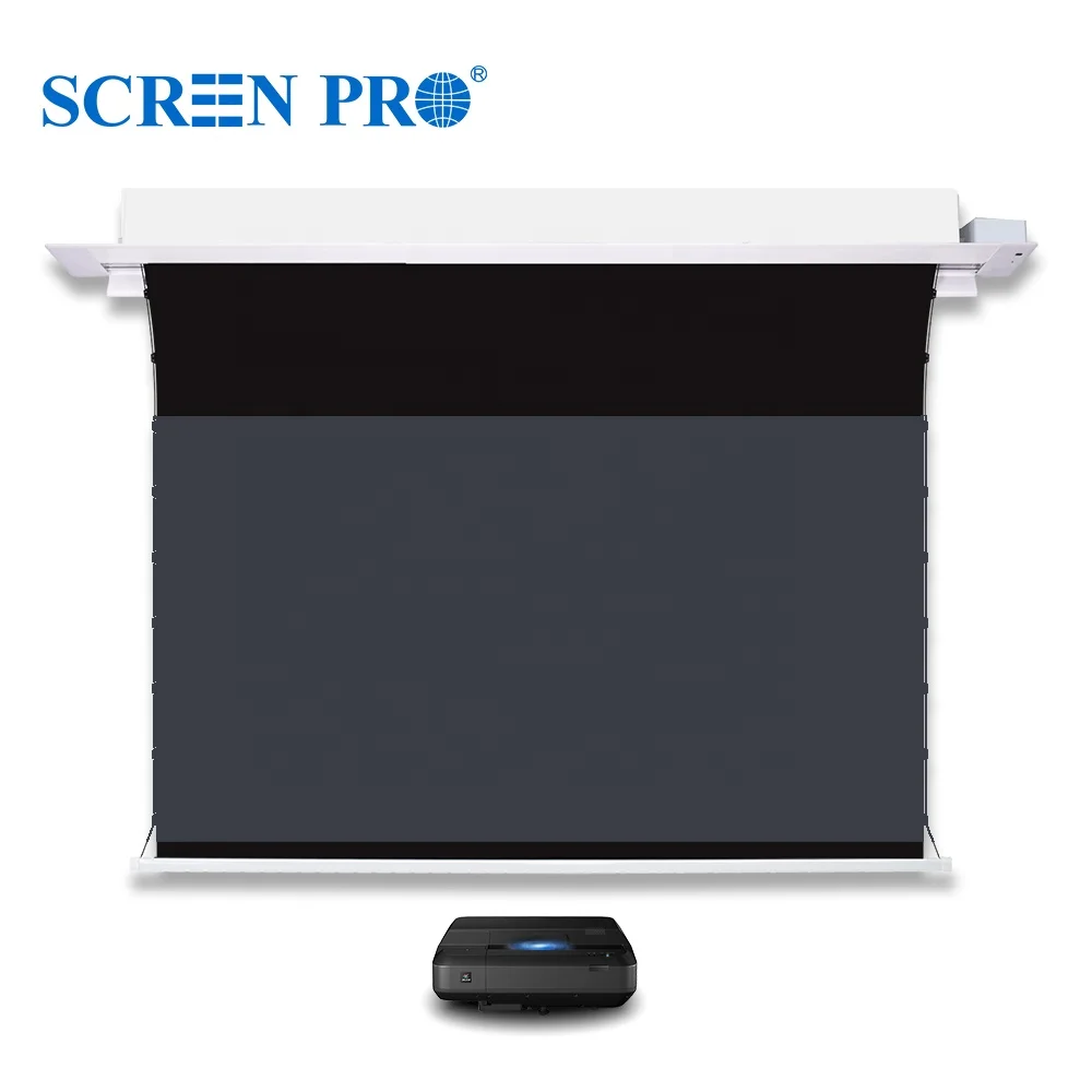 

150 inch Projector Screen Electric Tab Tensioned In-Ceiling Recessed ALR UST projection screen for 4K Home Theater