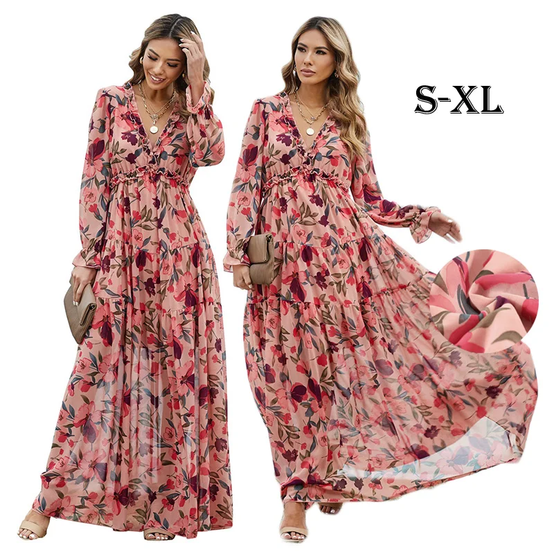 

2022 Spring Dress Long Sleeve Bodycon Pencil Maxi Plus Size Dresses Women Casual Dress, As picture