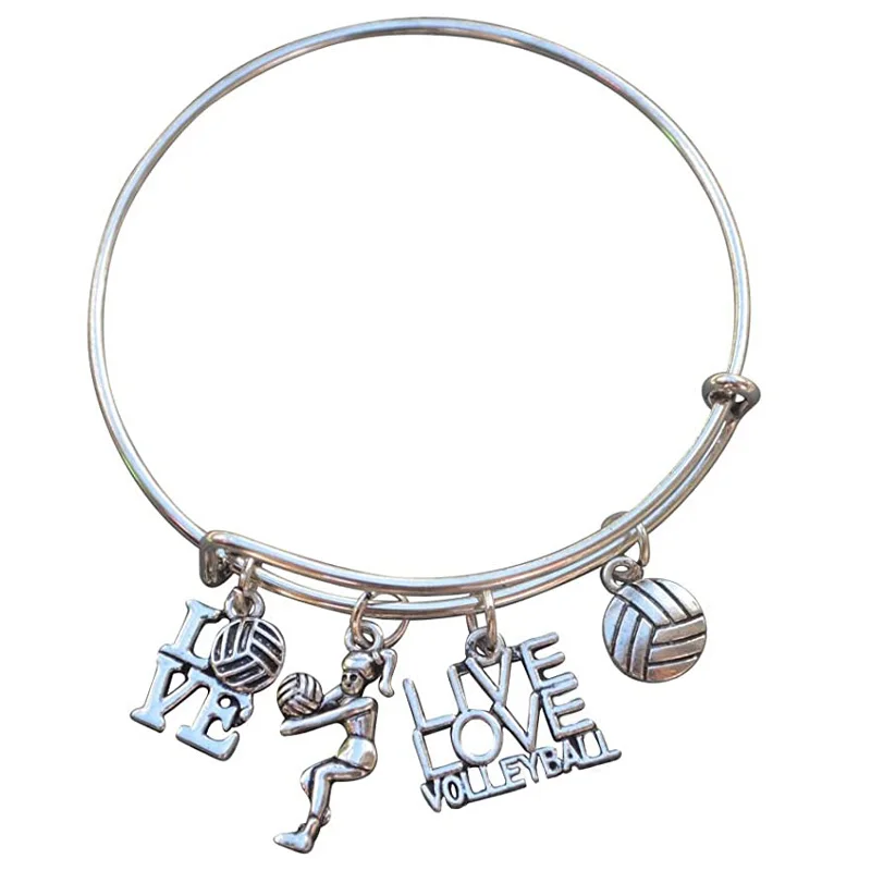 Creativity Volleyball Charm Bangle LIve Love Volleyball Friendship Bracelet Perfect Gifts Bracelet For Volleyball Players