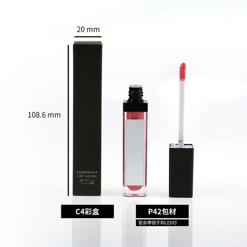 

Nude mat lipsticks Moisturizing lipstick case and mirror LED lights China lip gloss supplier, Multi-colors